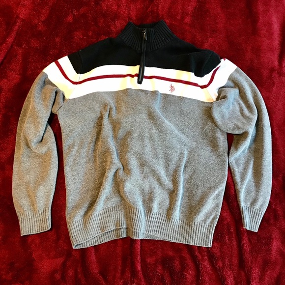 US Polo Assn. Gray & Black Quarter Zip - Size: L - Picture 2 of 4